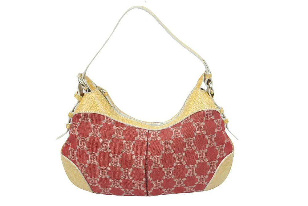 Celine Paris Macadam Canvas Leather One Handle Handbag Shoulder Bag